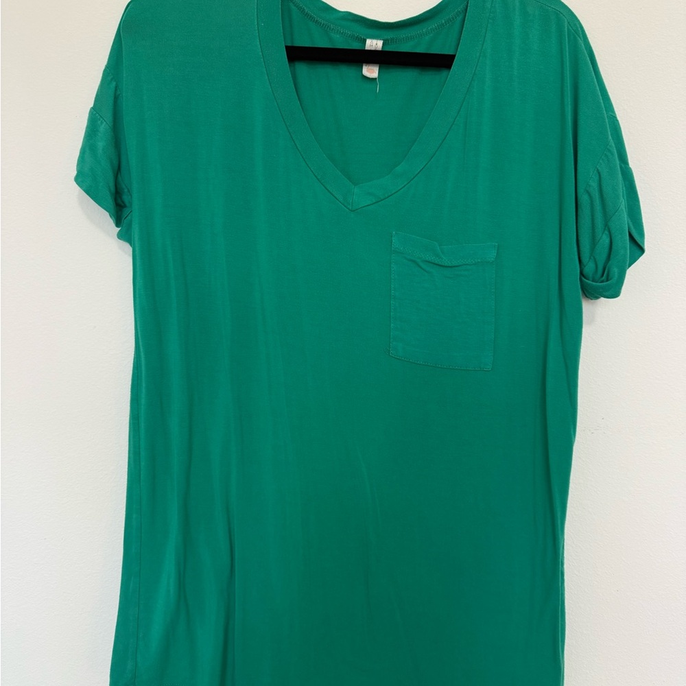Green V-Neck Women's Top